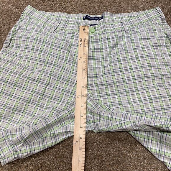 Chase Edward Plaid Golf Shorts Men's Sz 36 Lime Green Performance Golf Preppy - Picture 8 of 9